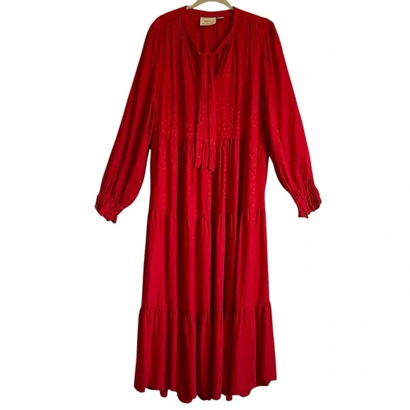 Anthropologie Maeve Wendy Red Tiered Maxi Dress Size 1X - Picture 6 of 16